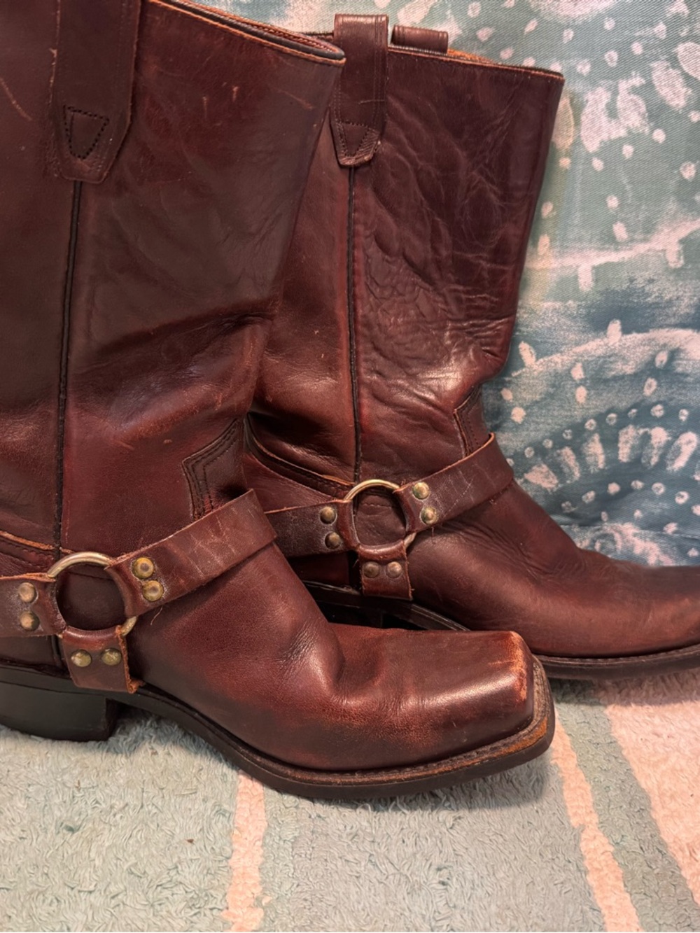Brown Leather Harness Boots - Women's Classic Western Style